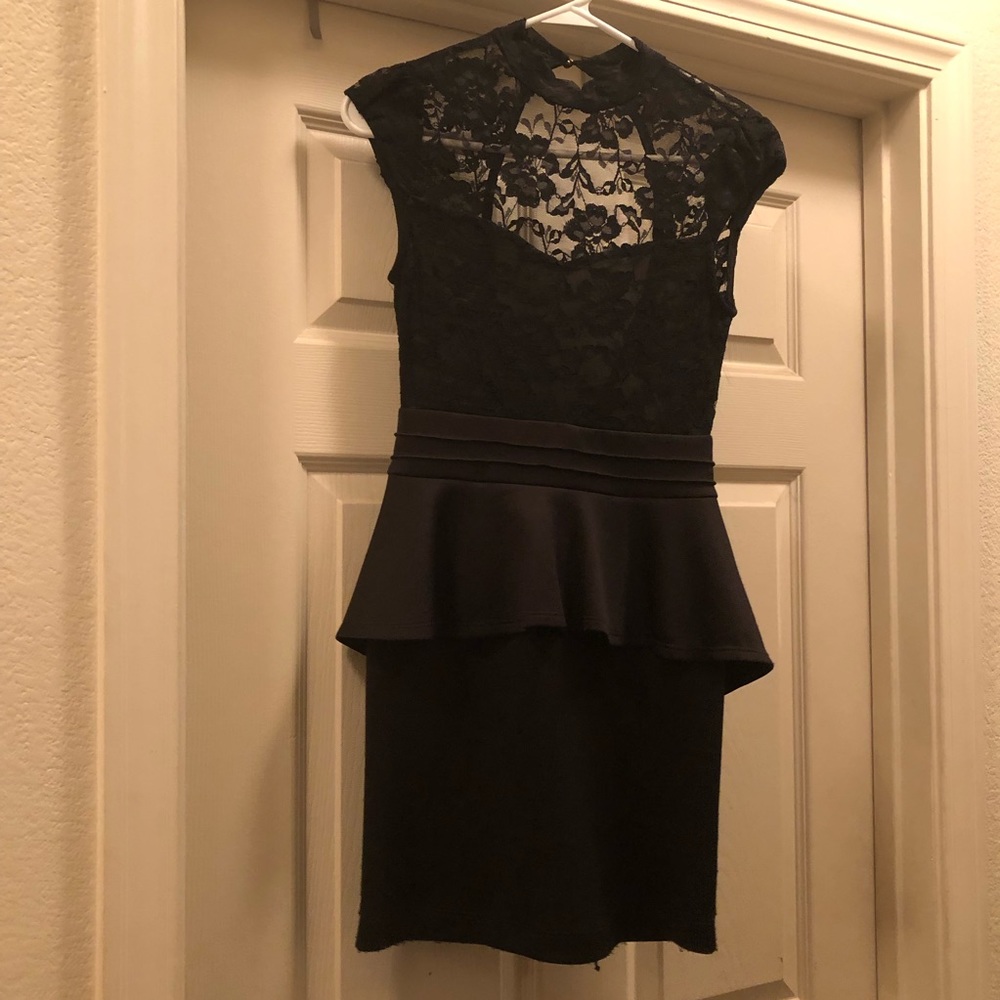 black lace peplum bodycon dress